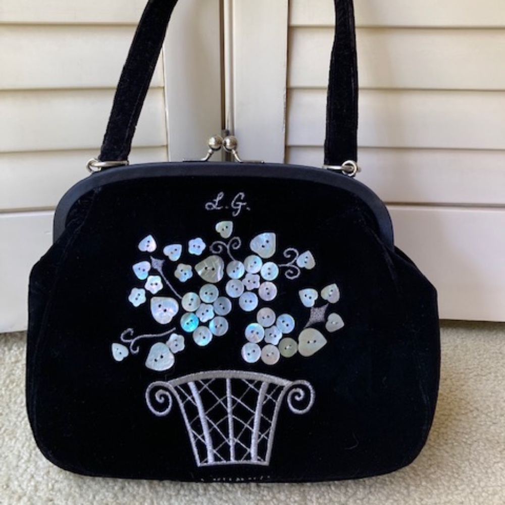 Lulu Guinness London Black Velvet Purse - Picture 2 of 11
